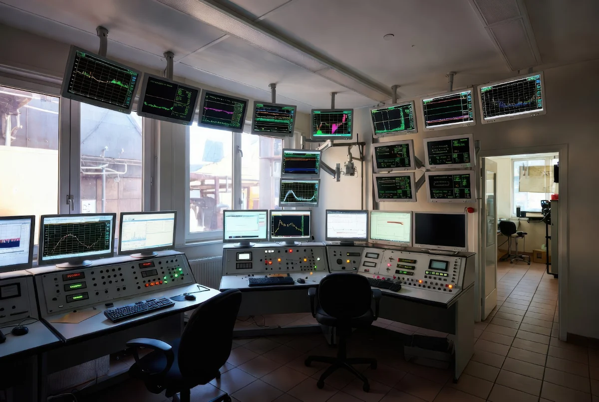 Ruang kendali industri dengan sistem SCADA