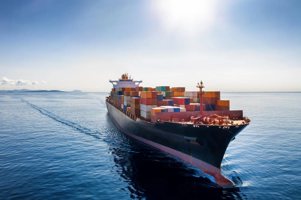 Cargo ship on the open sea