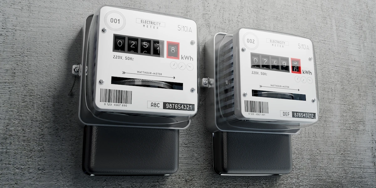 two electricity meters on the wall